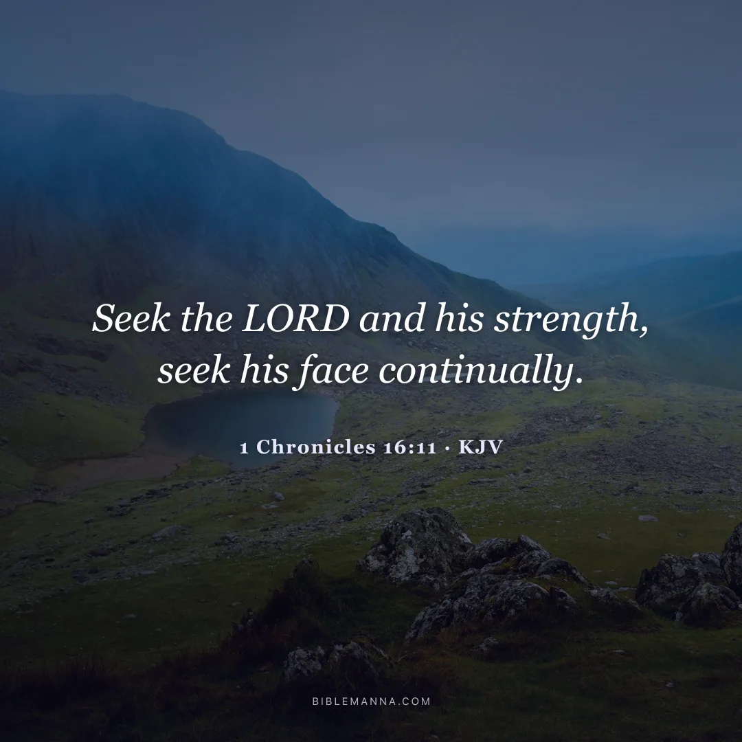"Seek the LORD and his strength, seek his face continually." - 1 Chronicles 16:11 (KJV)