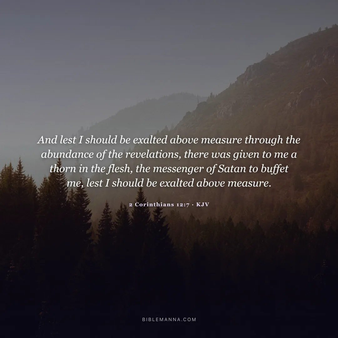 "And lest I should be exalted above measure through the abundance of the revelations, there was given to me a thorn in the flesh, the messenger of Satan to buffet me, lest I should be exalted above measure." - 2 Corinthians 12:7 (KJV)