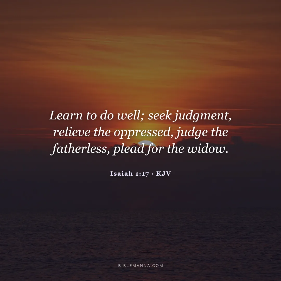 "Learn to do well; seek judgment, relieve the oppressed, judge the fatherless, plead for the widow." - Isaiah 1:17 (KJV)