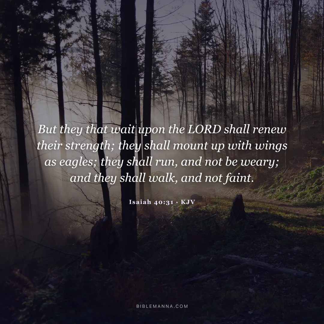 "But they that wait upon the LORD shall renew their strength; they shall mount up with wings as eagles; they shall run, and not be weary; and they shall walk, and not faint." - Isaiah 40:31 (KJV)
