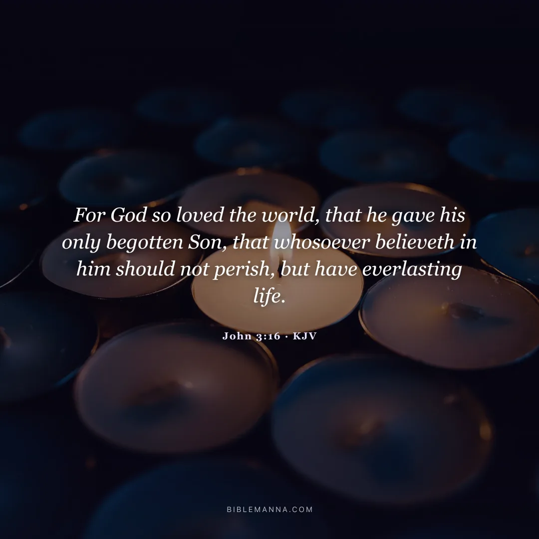 "For God so loved the world, that he gave his only begotten Son, that whosoever believeth in him should not perish, but have everlasting life." - John 3:16 (KJV)