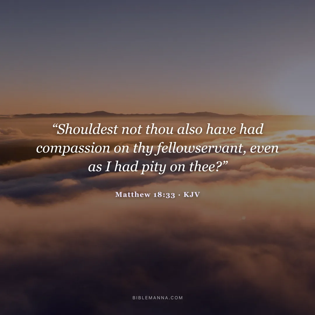 "“Shouldest not thou also have had compassion on thy fellowservant, even as I had pity on thee?”" - Matthew 18:33 (KJV)