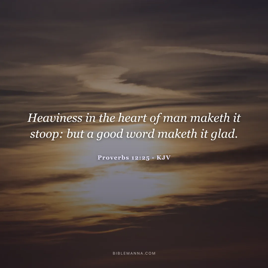 "Heaviness in the heart of man maketh it stoop: but a good word maketh it glad." - Proverbs 12:25 (KJV)