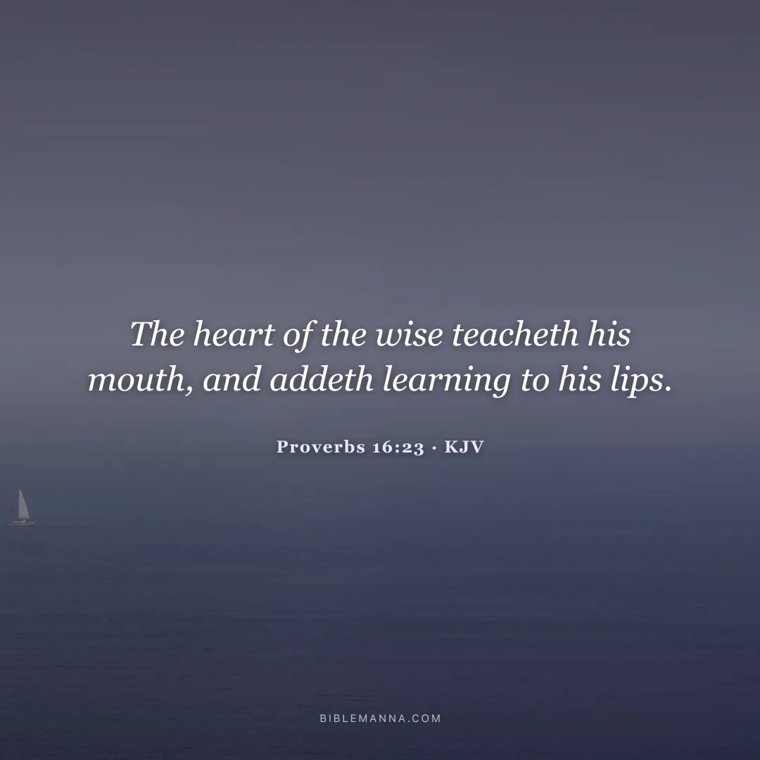"The heart of the wise teacheth his mouth, and addeth learning to his lips." - Proverbs 16:23 (KJV)