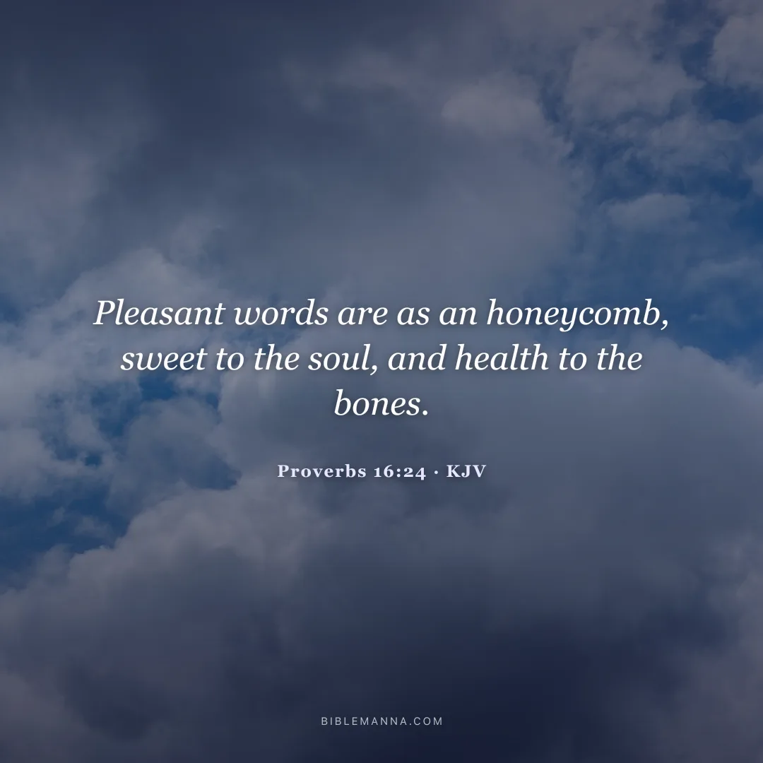 "Pleasant words are as an honeycomb, sweet to the soul, and health to the bones." - Proverbs 16:24 (KJV)