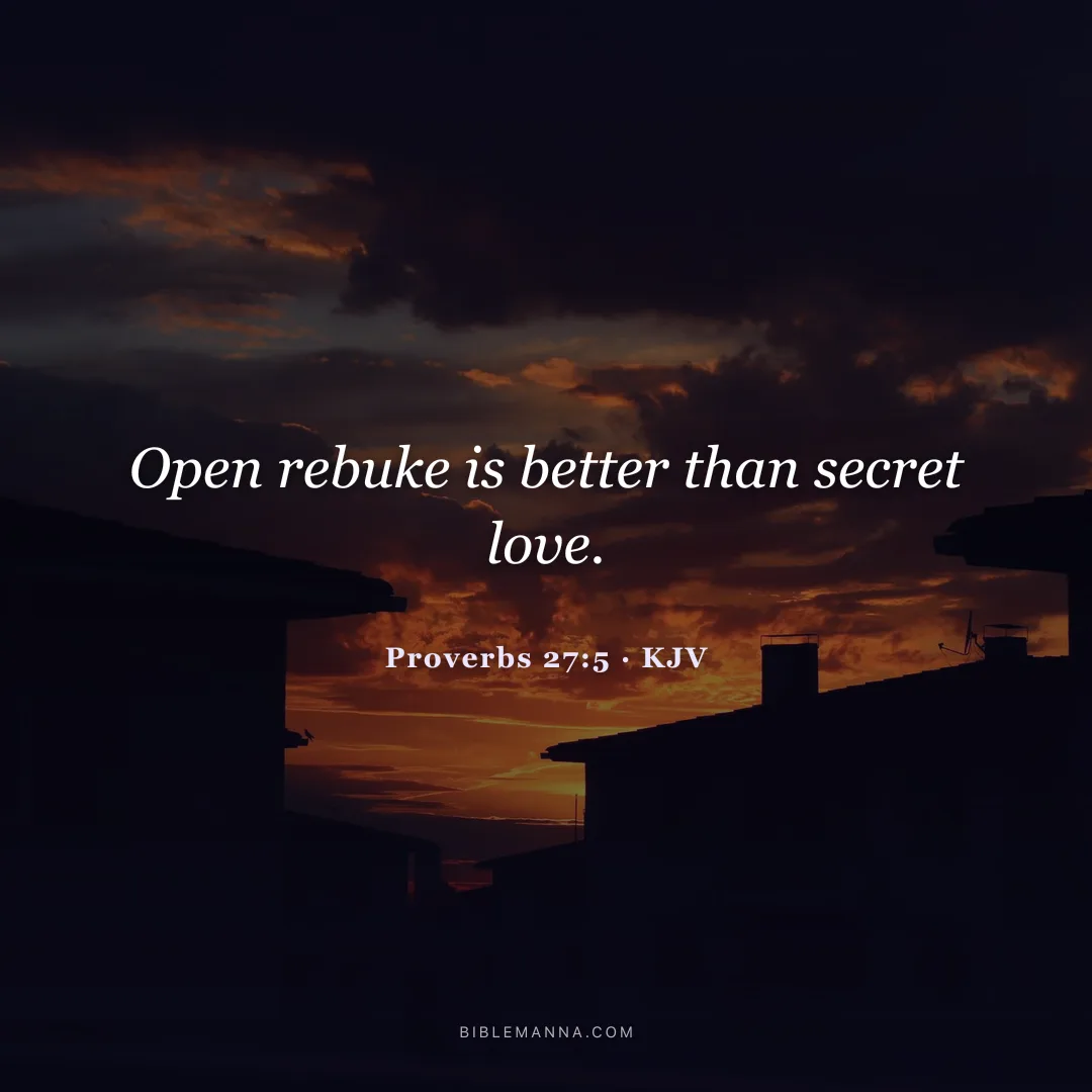 "Open rebuke is better than secret love." - Proverbs 27:5 (KJV)
