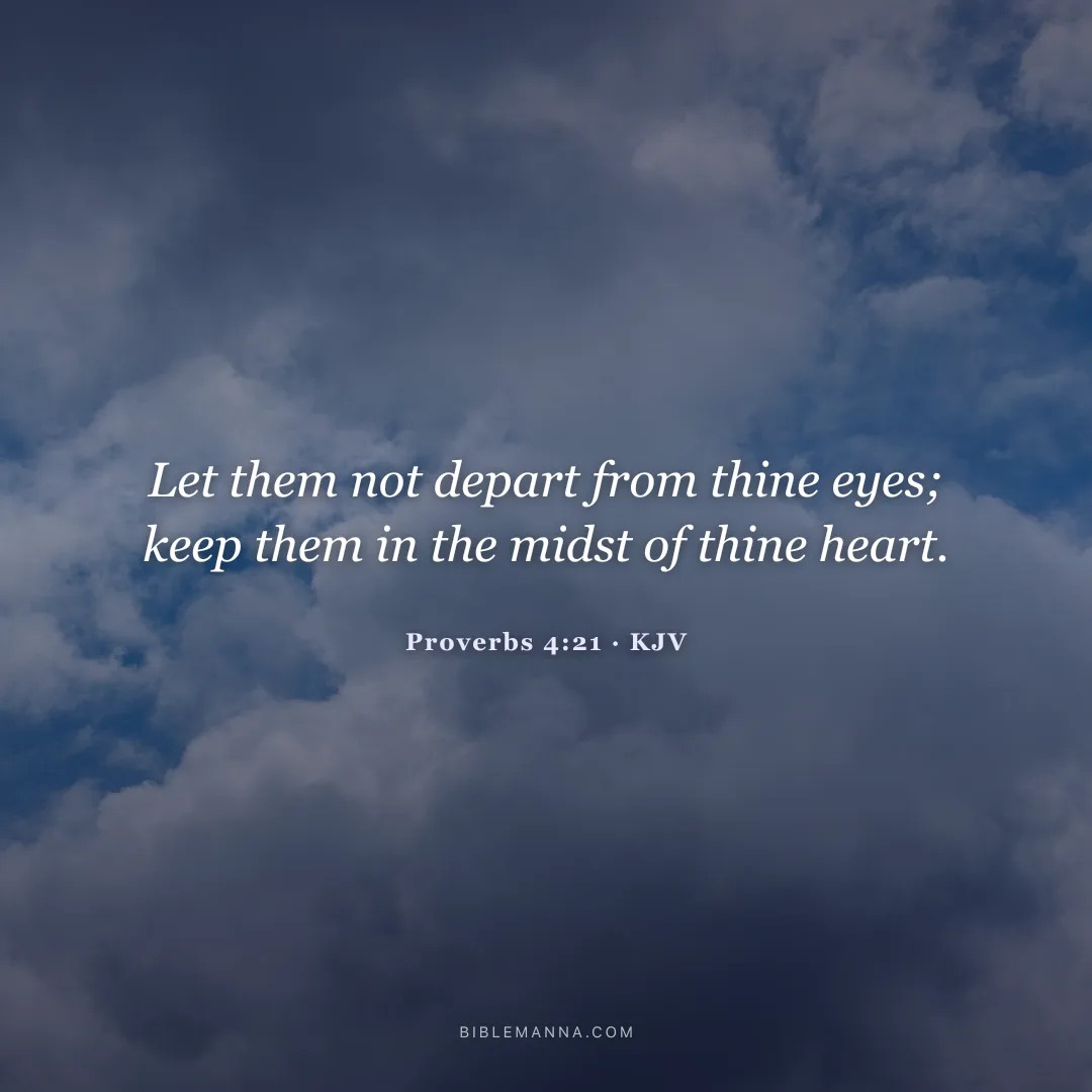 "Let them not depart from thine eyes; keep them in the midst of thine heart." - Proverbs 4:21 (KJV)