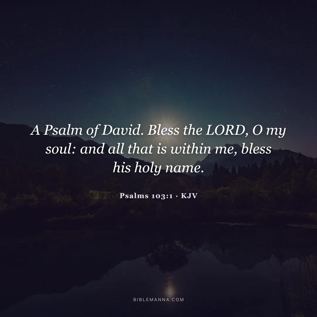 "A Psalm of David. Bless the LORD, O my soul: and all that is within me, bless his holy name." - Psalms 103:1 (KJV)
