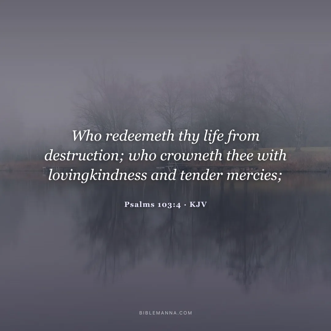 "Who redeemeth thy life from destruction; who crowneth thee with lovingkindness and tender mercies;" - Psalms 103:4 (KJV)
