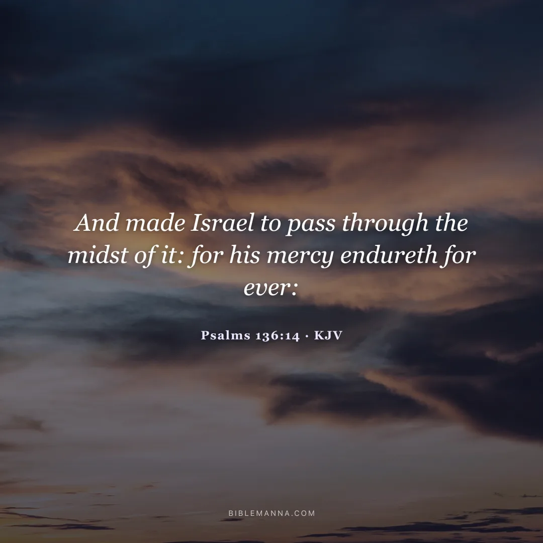 "And made Israel to pass through the midst of it: for his mercy endureth for ever:" - Psalms 136:14 (KJV)