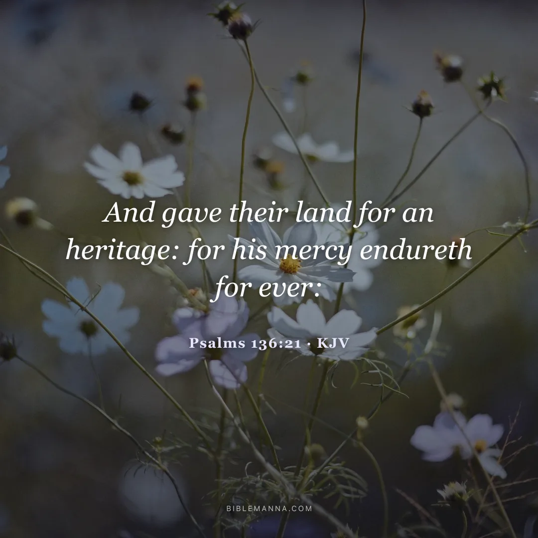 "And gave their land for an heritage: for his mercy endureth for ever:" - Psalms 136:21 (KJV)
