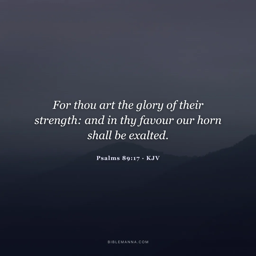 "For thou art the glory of their strength: and in thy favour our horn shall be exalted." - Psalms 89:17 (KJV)